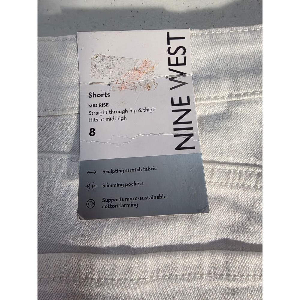 Nine West Womens White Mid Rise Raw Hem Denim Shorts Size 8 WW21D020RW3A - Picture 2 of 5